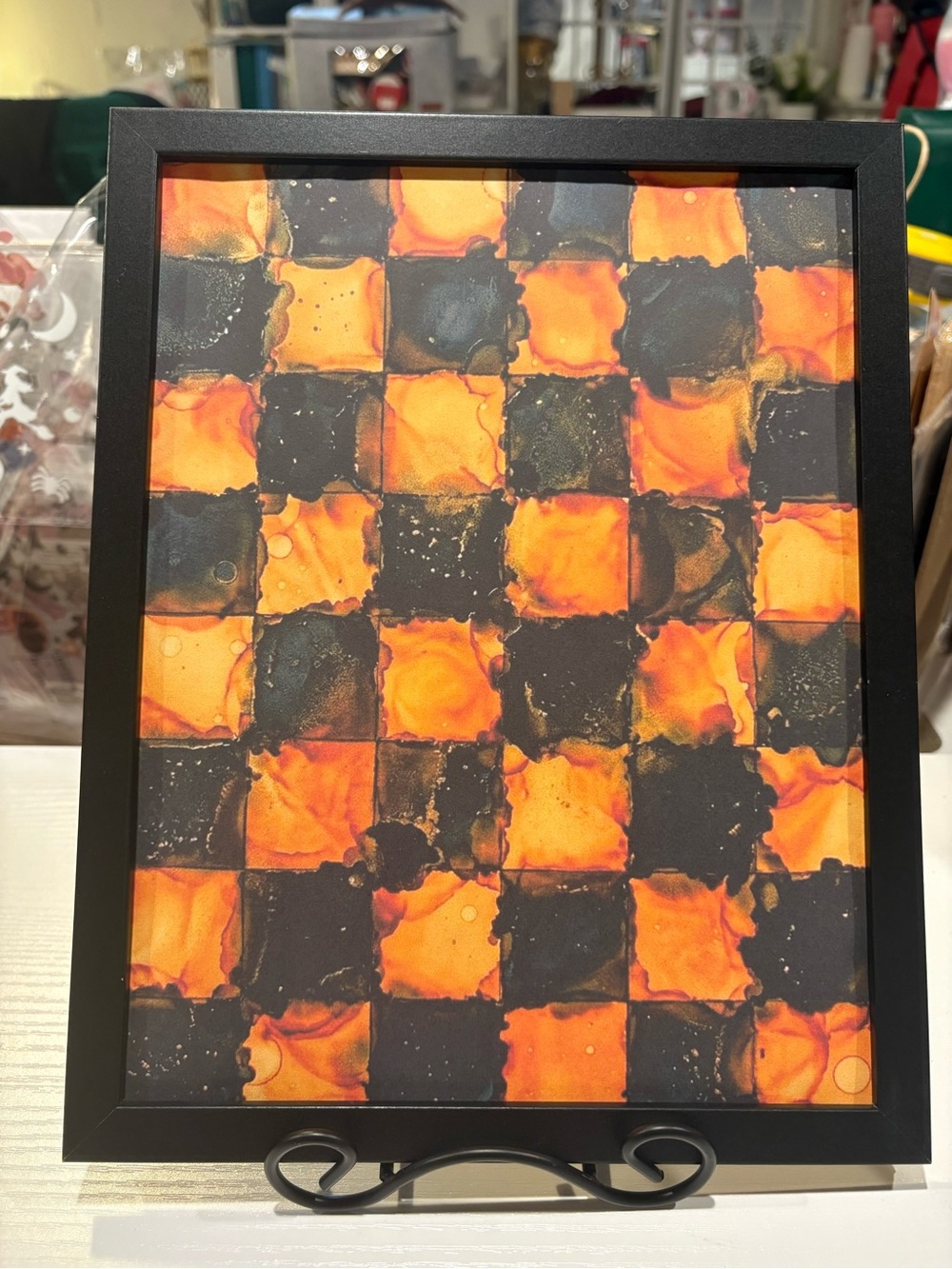 Framed Iconic Checkered 8x10 Wall Art - Black & Orange